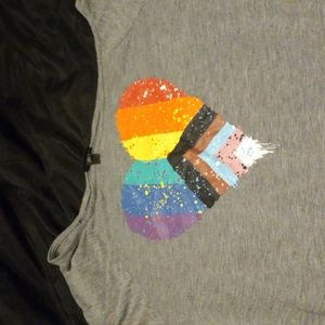 Torrid LGBTQ Progression Flag Shirt Size 0 Cold Shoulder Short Sleeve